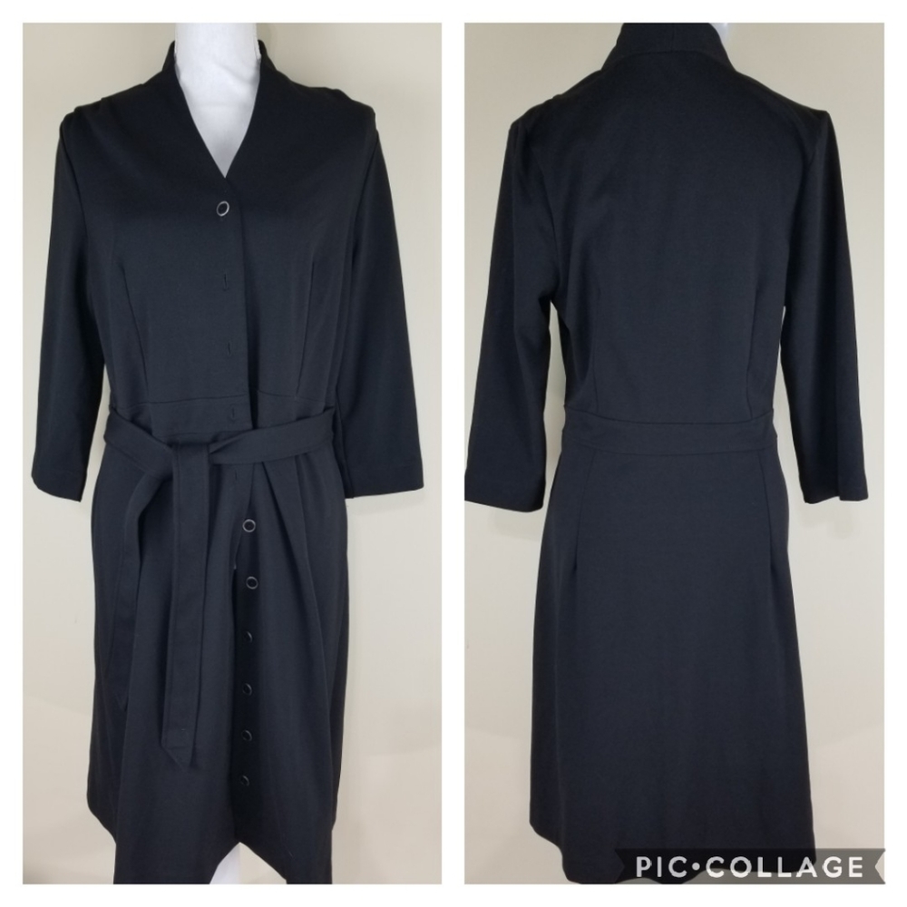 Isaac Mizrahi Black Trench Coat Button Front M